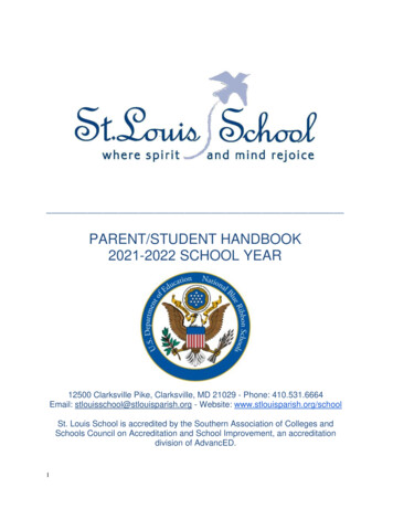 PARENT/STUDENT HANDBOOK 2021-2022 SCHOOL YEAR - St. Louis Parish
