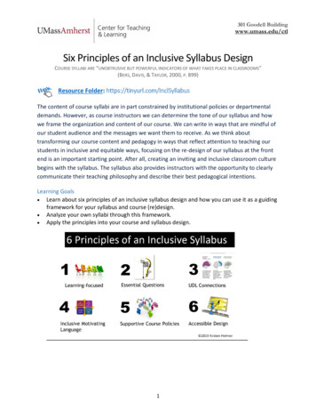 Six Principles Of An Inclusive Syllabus Design - UMass