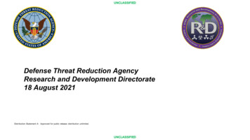 Defense Threat Reduction Agency Research And Development Directorate 18 .