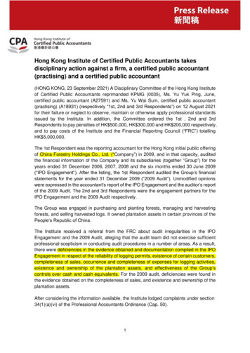 Hong Kong Institute Of Certified Public Accountants Takes .