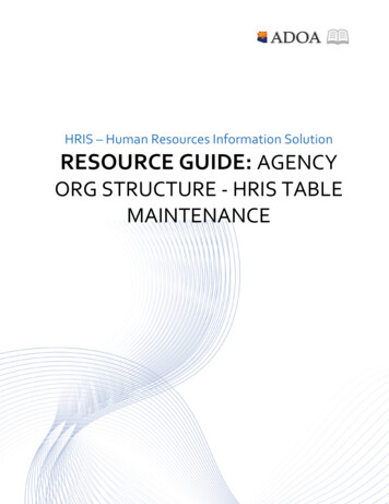HRIS - Human Resources Information Solution RESOURCE GUIDE: AGENCY ORG .