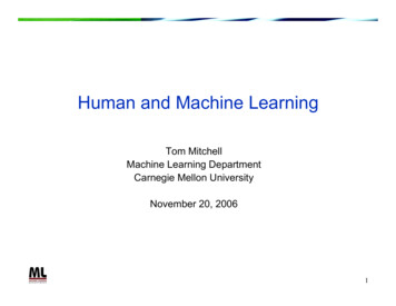 Human And Machine Learning - Carnegie Mellon University
