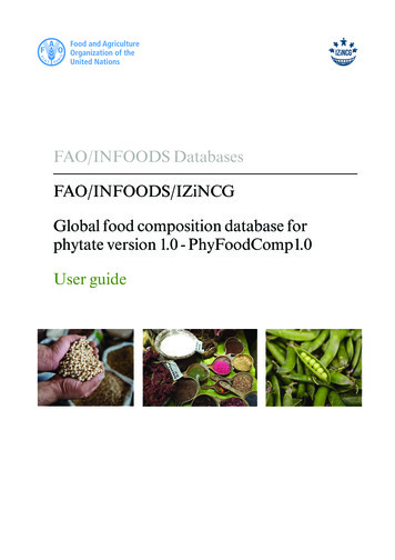 FAO/INFOODS Databases FAO/INFOODS/IZiNCG Global Food .