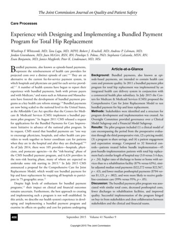 Experience With Designing And Implementing A Bundled Payment Program .