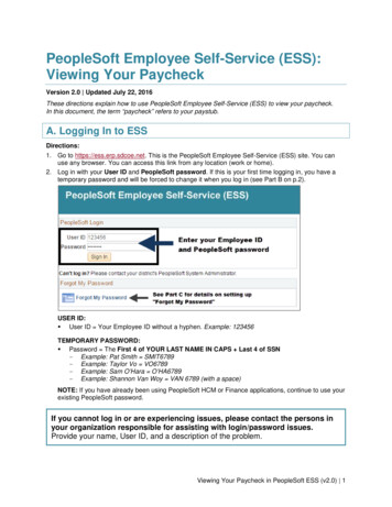 PeopleSoft Employee Self-Service (ESS): Viewing Your Paycheck