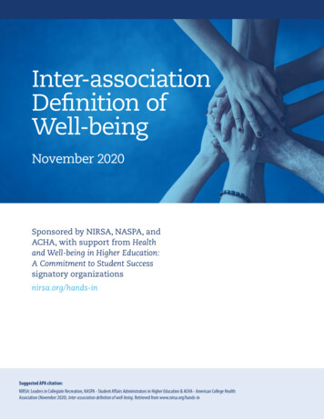 Inter-association Deﬁnition Of Well-being - NIRSA
