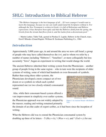 SHLC: Introduction To Biblical Hebrew