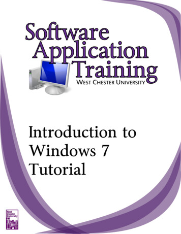 Introduction To Windows 7 Tutorial - West Chester University