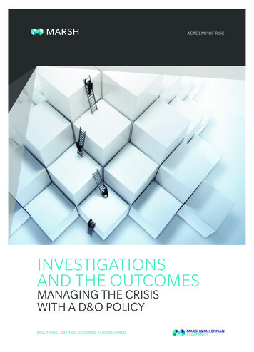 INVESTIGATIONS AND THE OUTCOMES - Marsh