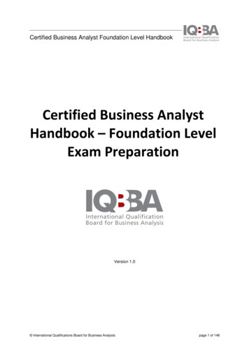 Certified Business Analyst Handbook Foundation Level 