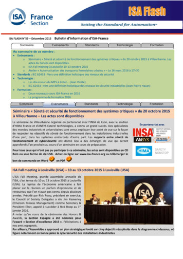 N 59 Décembre 2015 Bulletin D'information D'ISA France