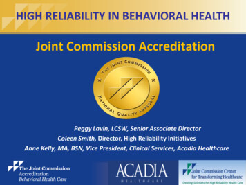Joint Commission Accreditation - Acadia Healthcare