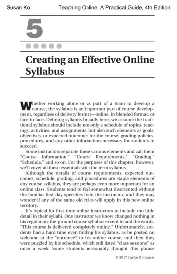 Creating An Effective Online Syllabus