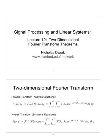 Lecture 12: Two-Dimensional Fourier Transform Theorems