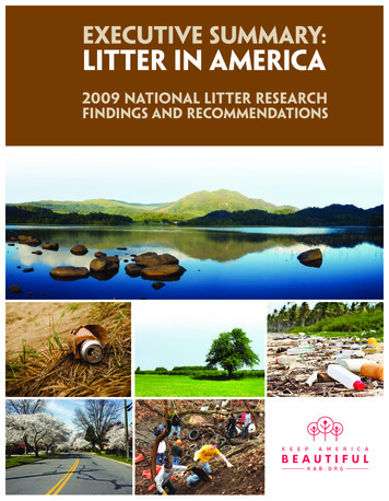 Executive Summary: Litter In America - Keep America 