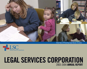 America's Partner For Equal Justice LEGAL SERVICES CORPORATION