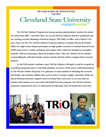 MCNAIR SCHOLAR NEWSLETTER Fall 2014 - Cleveland State University