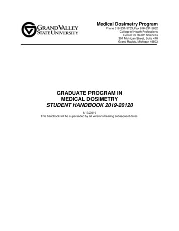 Graduate Program In Medical Dosimetry Student Handbook 2019-20120