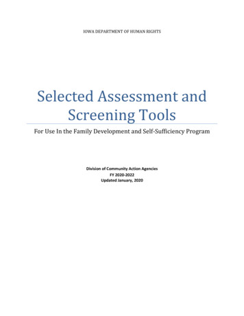 Selected Assessment And Screening Tools - Iowa
