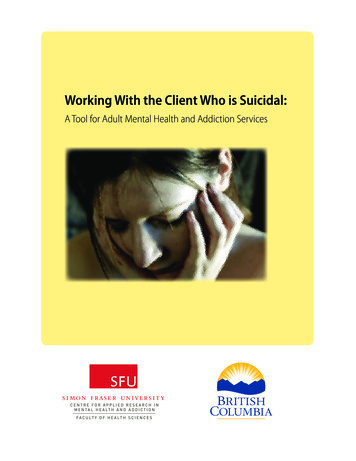Working With The Client Who Is Suicidal - Ministry Of Health