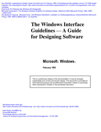 The Windows Interface Guidelines A Guide For Designing .