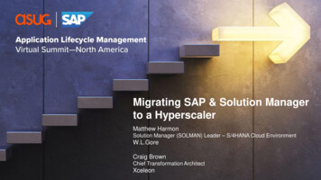 Migrating SAP & Solution Manager To A Hyperscaler