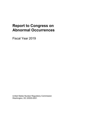 Report To Congress On Abnormal Occurrences