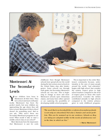Montessori At The Secondary Levels - WMPCS