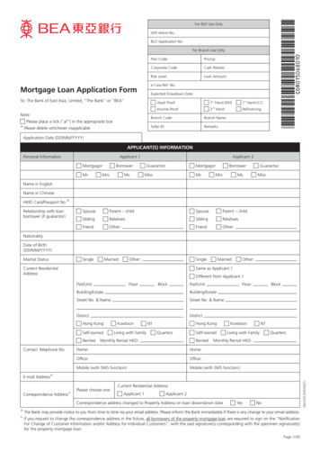Mortgage Loan Application Form - Bank Of East Asia