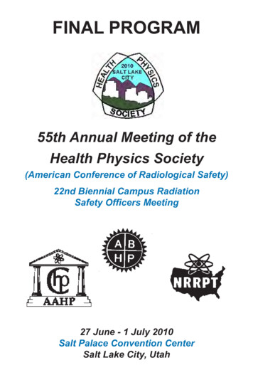 Final Program - 55th Annual Meeting Of The Health Physics Society