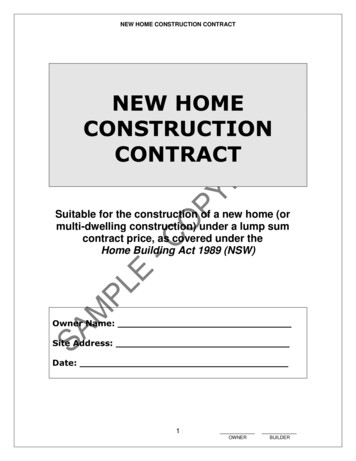New Home Construction Contract