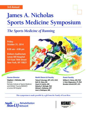 3rd Annual James A. Nicholas Sports Medicine Symposium