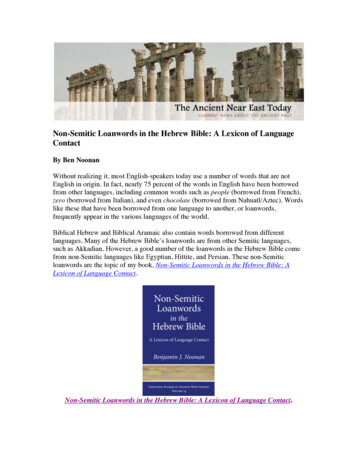 Non-Semitic Loanwords In The Hebrew Bible: A Lexicon Of .