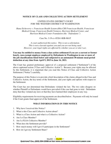 Notice Of Class And Collective Action Settlement