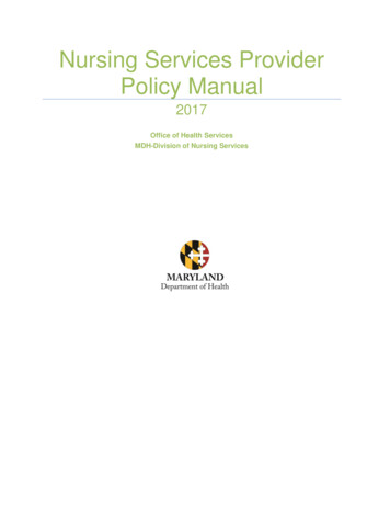 Nursing Services Provider Policy Manual - Maryland