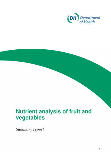 Nutrient Analysis Of Fruit And Vegetables: Summary Report
