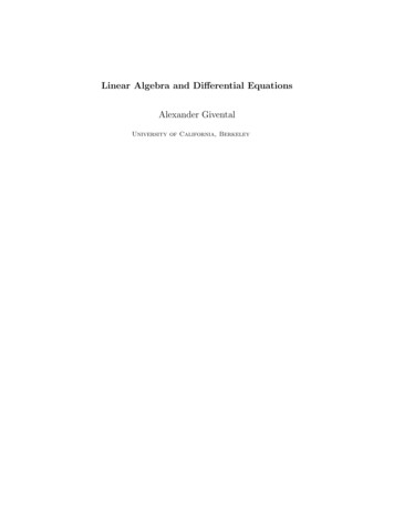 Linear Algebra And Diﬀerential Equations Alexander Givental