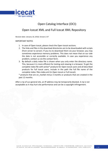 Open Catalog Interface (OCI): Open Icecat XML And Full Icecat XML .