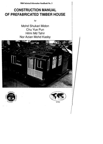 CONSTRUCTION MANUAL OF PREFABRICATED TIMBER 