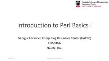 Introduction To Perl Basics I - University Of Georgia