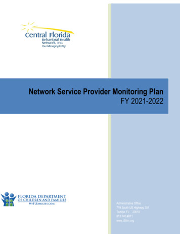 Network Service Provider Monitoring Plan FY 2018 -2019