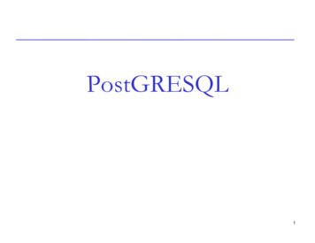 PostGRESQL - Department Of Computer Science, University Of Toronto