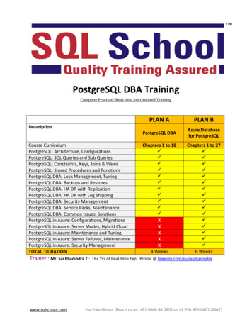 PostgreSQL DBA Training - SQL Server
