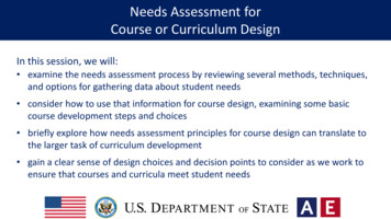 Needs Assessment For Course Or Curriculum Design