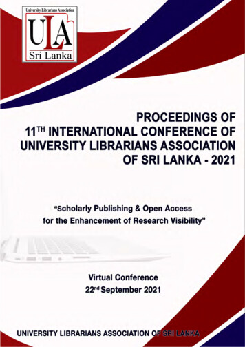 International Conference Of University Librarians Association Of Sri .