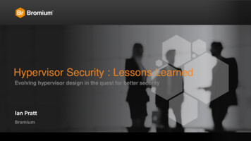 Hypervisor Security : Lessons Learned