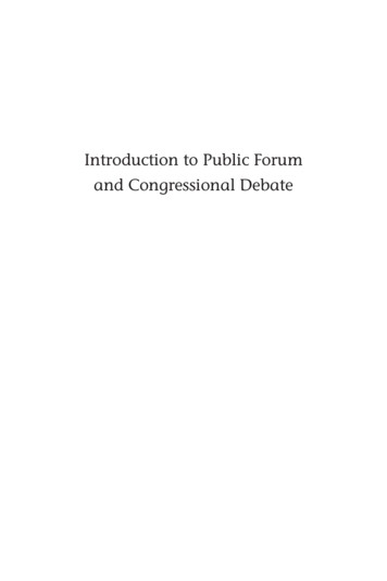 Introduction To Public Forum And Congressional Debate