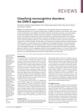 Classifying Neurocognitive Disorders: The DSM-5 Approach