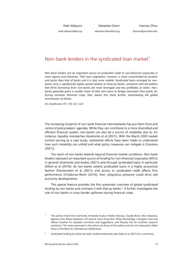Non-bank Lenders In The Syndicated Loan Market