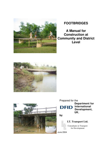 FOOTBRIDGES A Manual For Construction At Community And .